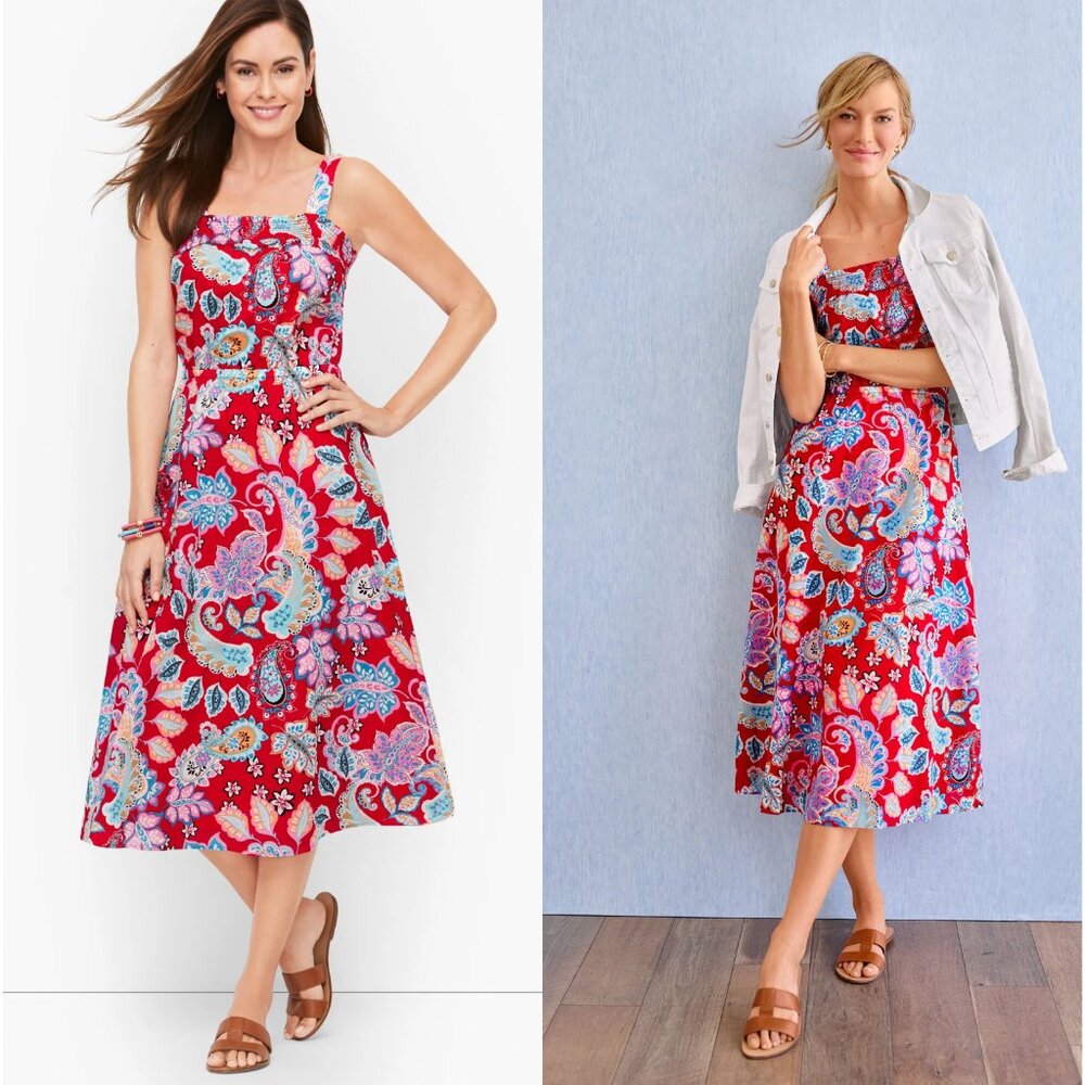NWT TALBOTS Fit & Flare Dress Sleeveless Fantastic Paisley Size 2P